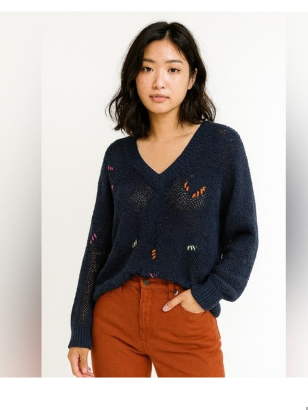Lisa Todd Heart & Star Intarsia Sweater Medium Whimsy Coastal Beach Nautical